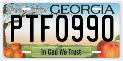 GA license plate PTF0990