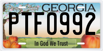 GA license plate PTF0992