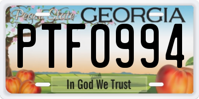 GA license plate PTF0994