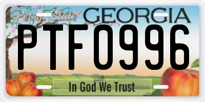 GA license plate PTF0996