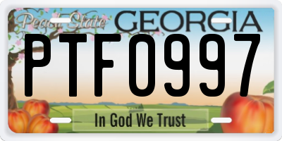 GA license plate PTF0997