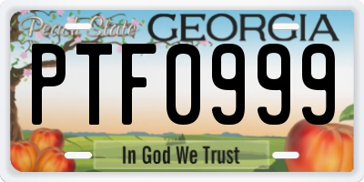 GA license plate PTF0999