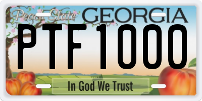 GA license plate PTF1000