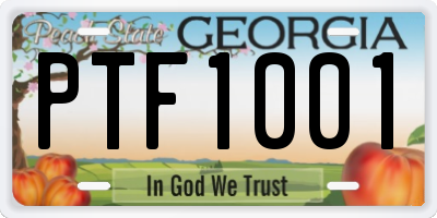 GA license plate PTF1001