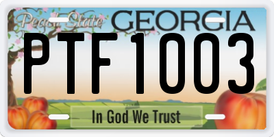 GA license plate PTF1003