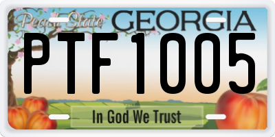 GA license plate PTF1005