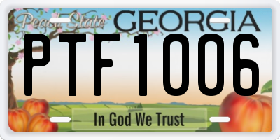 GA license plate PTF1006