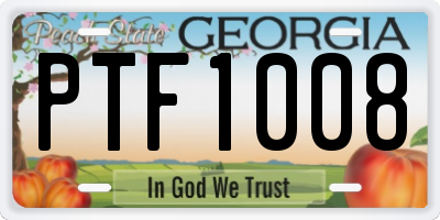 GA license plate PTF1008