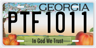 GA license plate PTF1011
