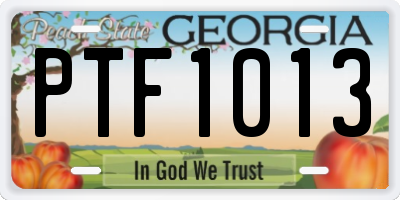 GA license plate PTF1013