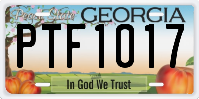GA license plate PTF1017