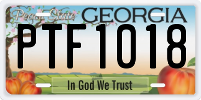 GA license plate PTF1018