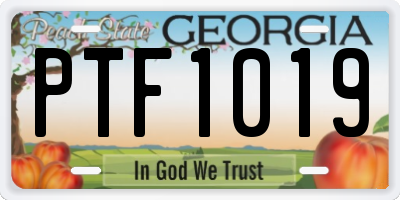GA license plate PTF1019