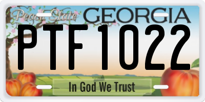 GA license plate PTF1022