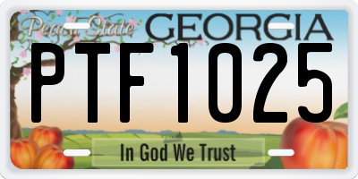 GA license plate PTF1025