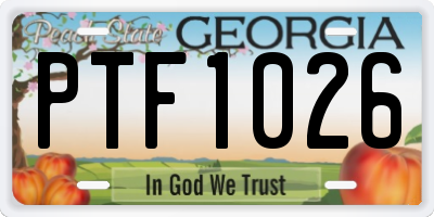 GA license plate PTF1026