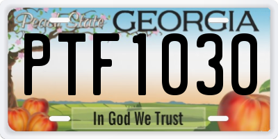 GA license plate PTF1030