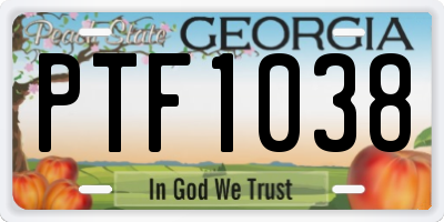 GA license plate PTF1038