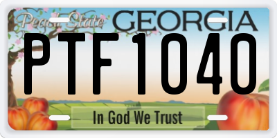 GA license plate PTF1040