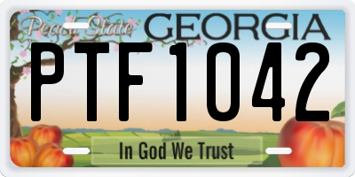 GA license plate PTF1042