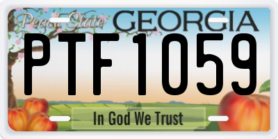 GA license plate PTF1059