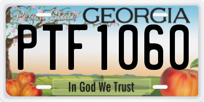 GA license plate PTF1060