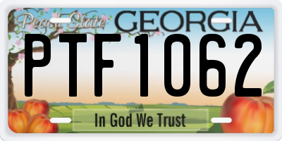 GA license plate PTF1062