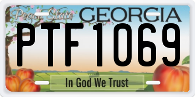 GA license plate PTF1069