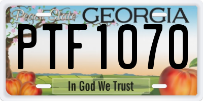 GA license plate PTF1070