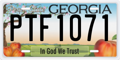 GA license plate PTF1071