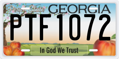 GA license plate PTF1072