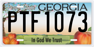 GA license plate PTF1073
