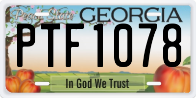 GA license plate PTF1078