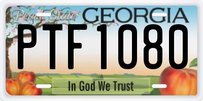 GA license plate PTF1080