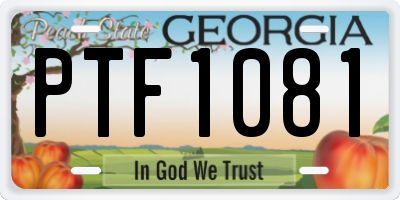 GA license plate PTF1081