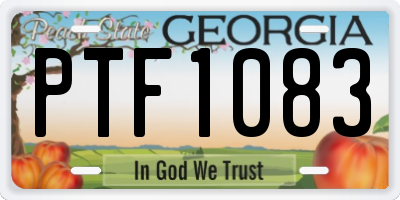 GA license plate PTF1083