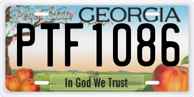 GA license plate PTF1086