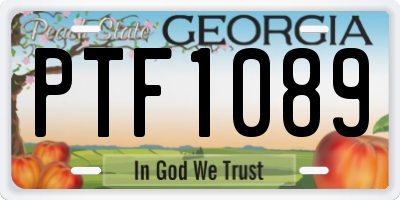 GA license plate PTF1089