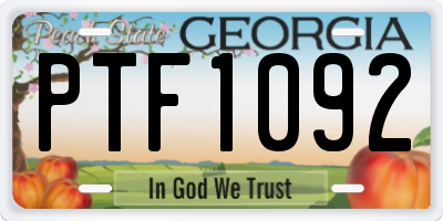 GA license plate PTF1092