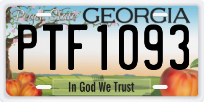 GA license plate PTF1093