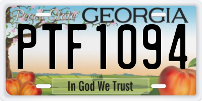 GA license plate PTF1094