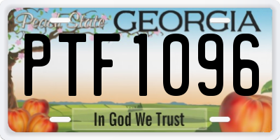 GA license plate PTF1096