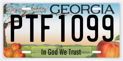 GA license plate PTF1099