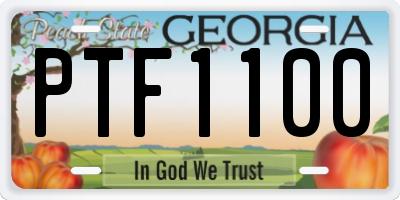 GA license plate PTF1100
