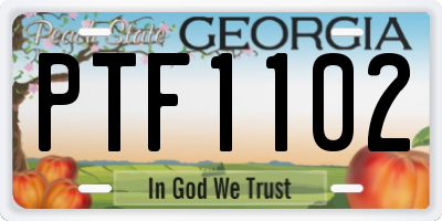 GA license plate PTF1102