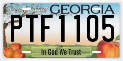 GA license plate PTF1105