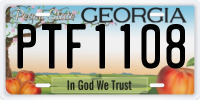 GA license plate PTF1108