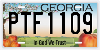 GA license plate PTF1109