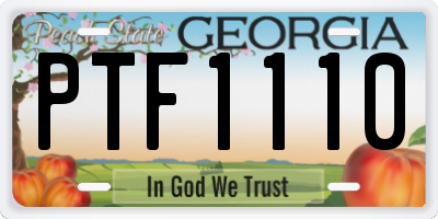 GA license plate PTF1110