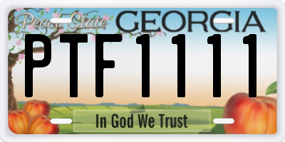GA license plate PTF1111